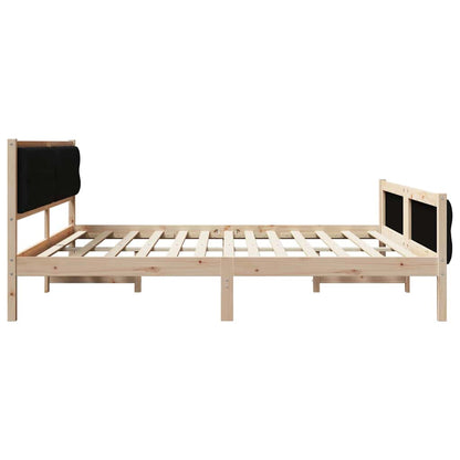 Bed Frame with Headboard Black 200 x 200 cm Solid Pine Wood
