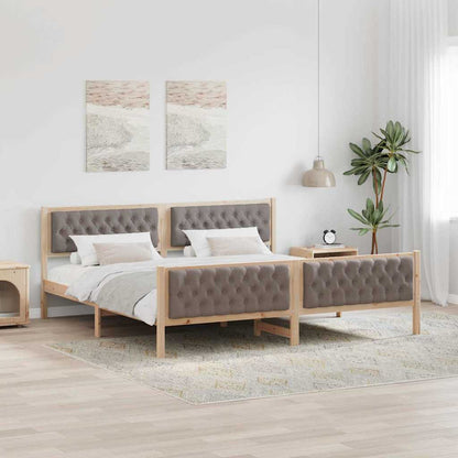 Bed Frame with Headboard Taupe 200 x 200 cm Solid Pine Wood