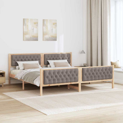 Bed Frame with Headboard Taupe 200 x 200 cm Solid Pine Wood