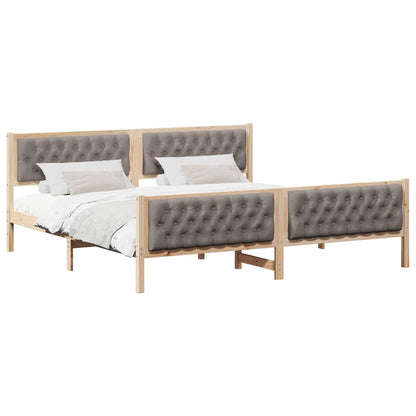 Bed Frame with Headboard Taupe 200 x 200 cm Solid Pine Wood