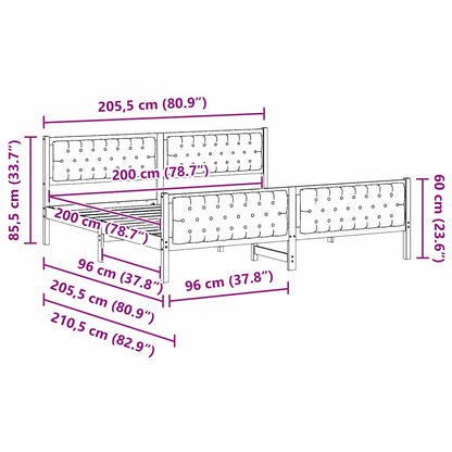 Bed Frame with Headboard Taupe 200 x 200 cm Solid Pine Wood