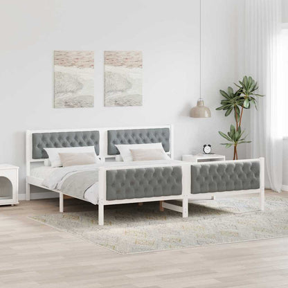 Bed Frame Light Grey 200 x 200 cm Solid Pine Wood
