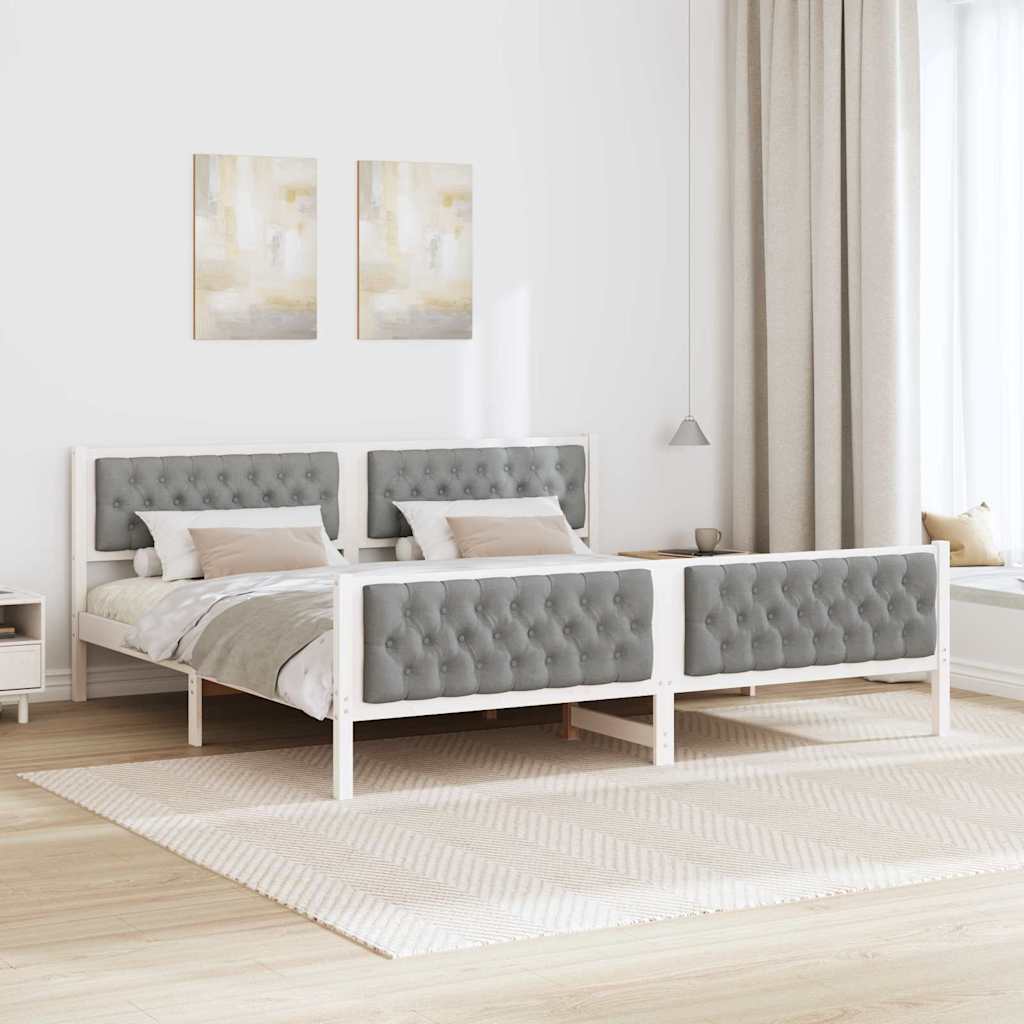 Bed Frame Light Grey 200 x 200 cm Solid Pine Wood