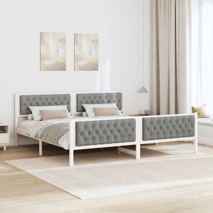 Bed Frame Light Grey 200 x 200 cm Solid Pine Wood