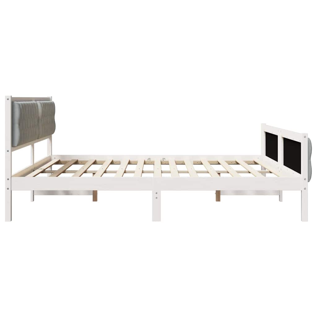 Bed Frame Light Grey 200 x 200 cm Solid Pine Wood