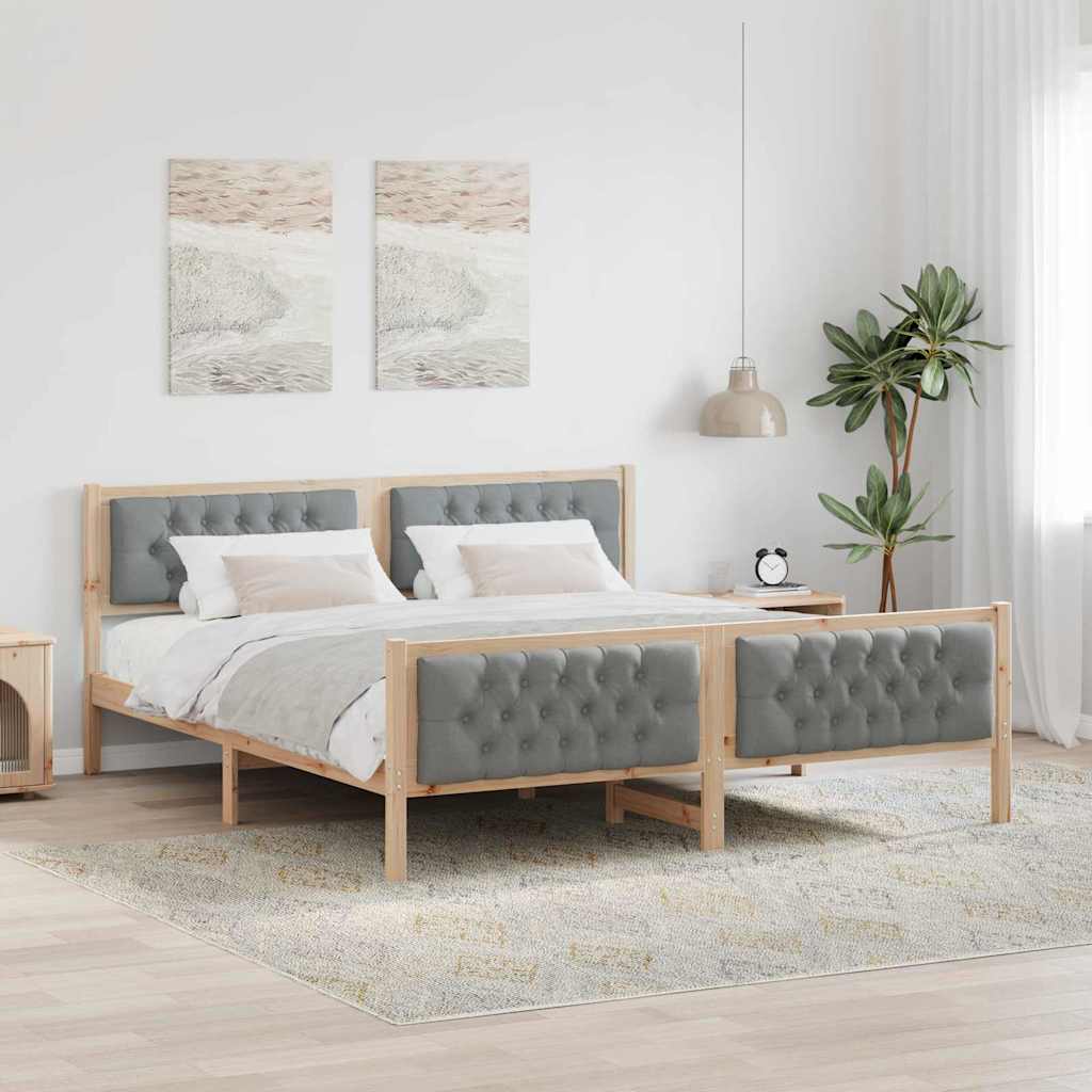 Bed Frame Light Grey 180 x 200 cm Solid Pine Wood
