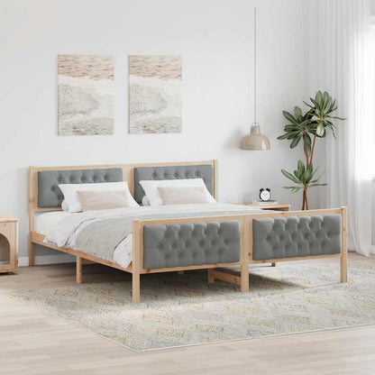 Bed Frame Light Grey 180 x 200 cm Solid Pine Wood