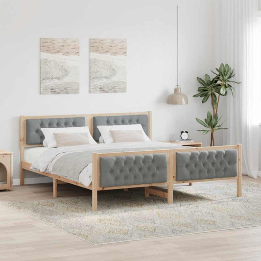 Bed Frame Light Grey 180 x 200 cm Solid Pine Wood