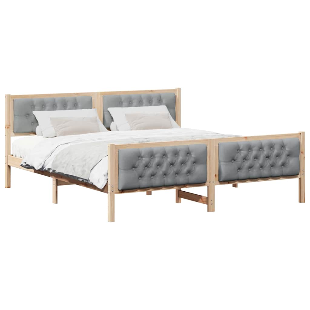 Bed Frame Light Grey 180 x 200 cm Solid Pine Wood