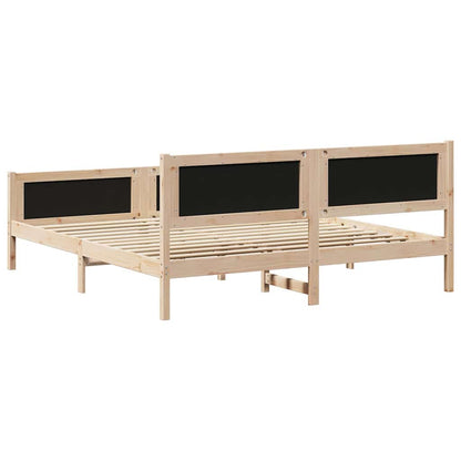 Bed Frame with Headboard Dark Grey 180 x 200 cm Solid Pine Wood