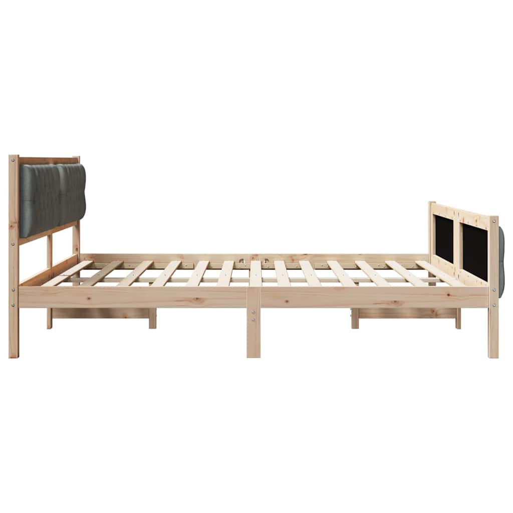 Bed Frame with Headboard Dark Grey 180 x 200 cm Solid Pine Wood