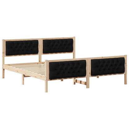 Bed Frame with Headboard Black 180 x 200 cm Solid Pine Wood