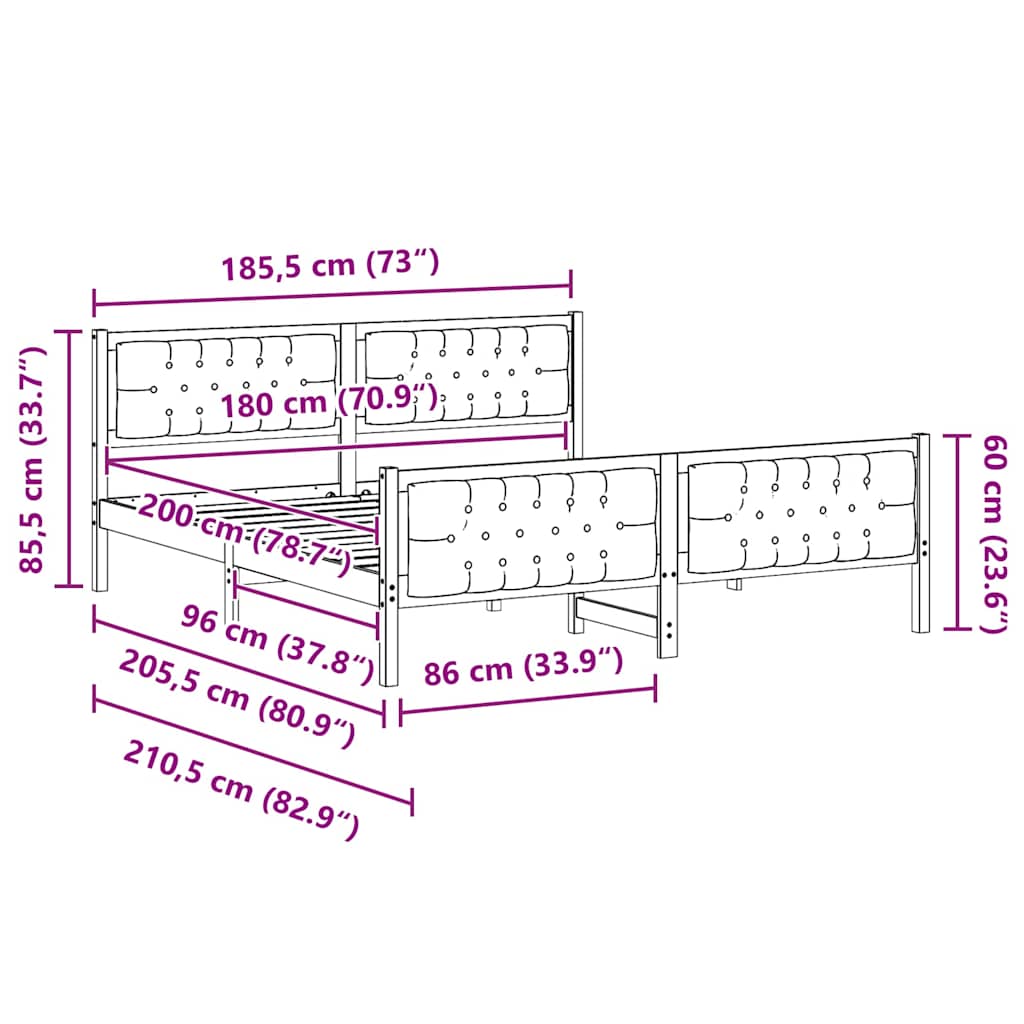 Bed Frame with Headboard Black 180 x 200 cm Solid Pine Wood