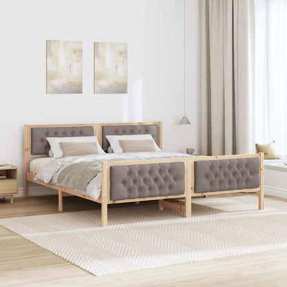 Bed Frame with Headboard Taupe 180 x 200 cm Solid Pine Wood