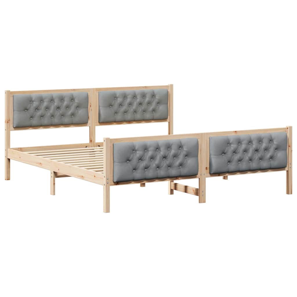 Bed Frame Light Grey 160 x 200 cm Solid Pine Wood