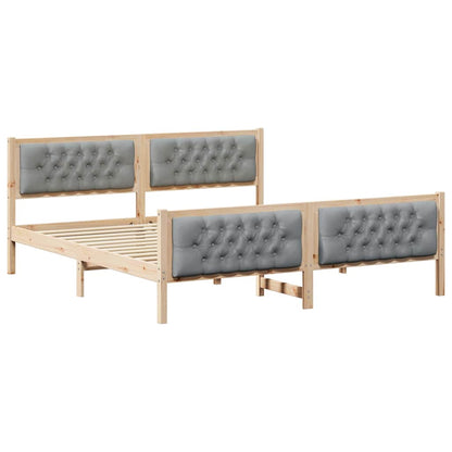 Bed Frame Light Grey 160 x 200 cm Solid Pine Wood