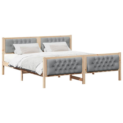 Bed Frame Light Grey 160 x 200 cm Solid Pine Wood