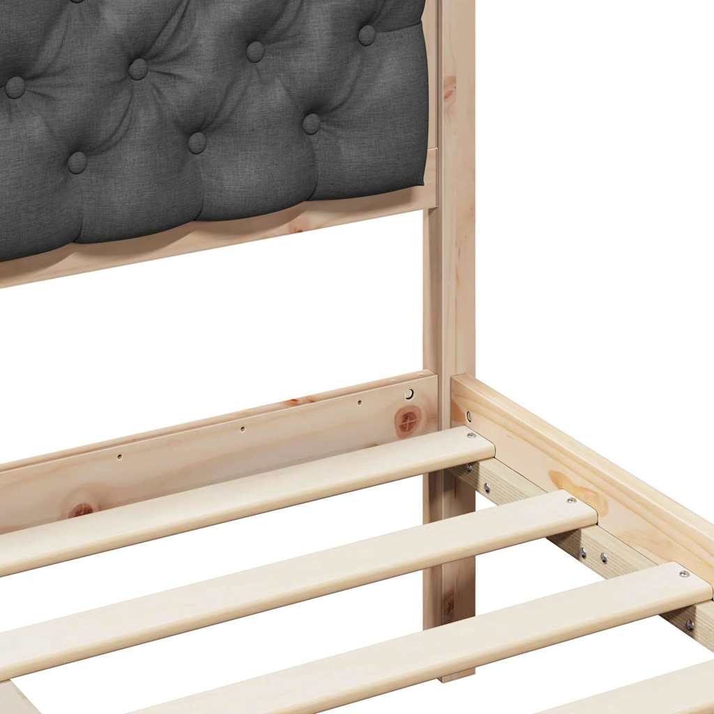 Bed Frame with Headboard Dark Grey 160 x 200 cm Solid Pine Wood