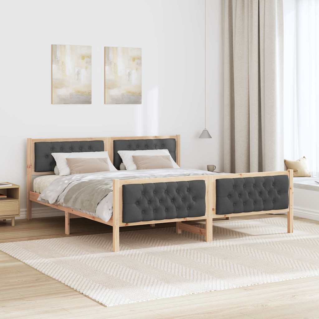 Bed Frame with Headboard Dark Grey 160 x 200 cm Solid Pine Wood