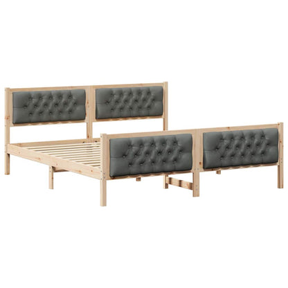 Bed Frame with Headboard Dark Grey 160 x 200 cm Solid Pine Wood