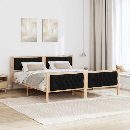Bed Frame with Headboard Black 160 x 200 cm Solid Pine Wood