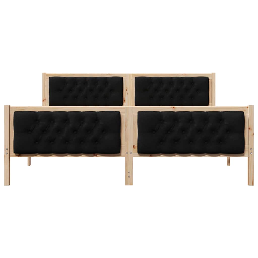 Bed Frame with Headboard Black 160 x 200 cm Solid Pine Wood
