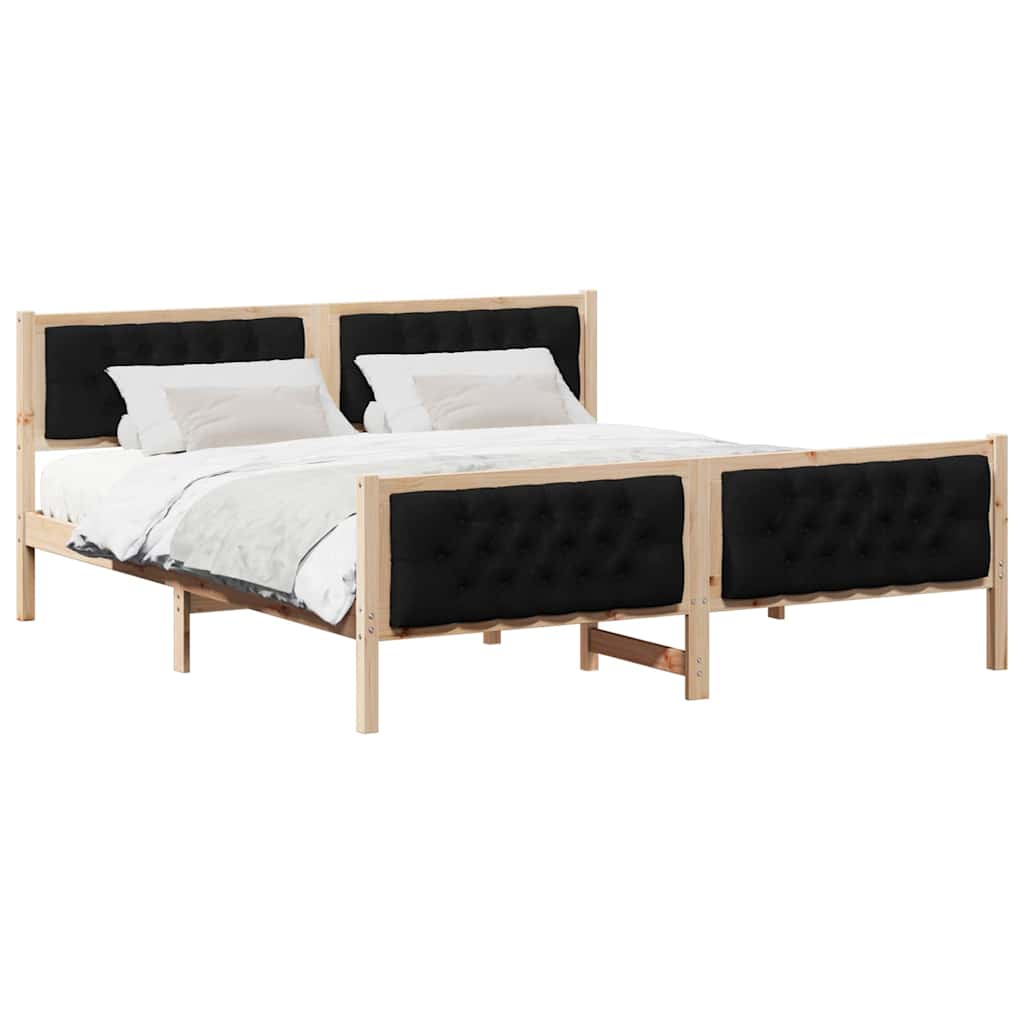 Bed Frame with Headboard Black 160 x 200 cm Solid Pine Wood