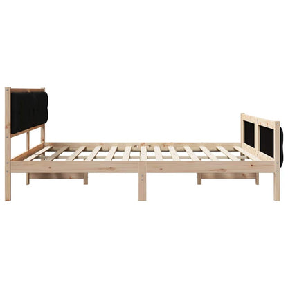 Bed Frame with Headboard Black 160 x 200 cm Solid Pine Wood