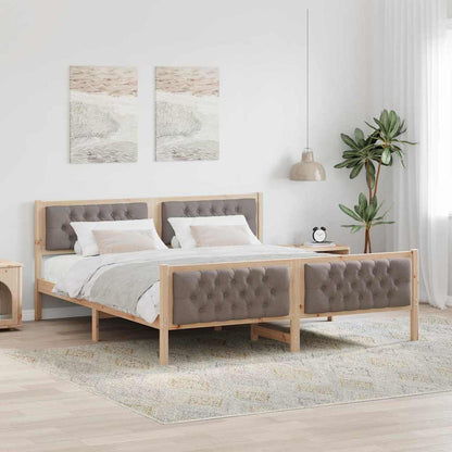 Bed Frame with Headboard Taupe 160 x 200 cm Solid Pine Wood