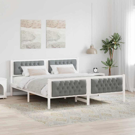 Bed Frame Light Grey 160 x 200 cm Solid Pine Wood