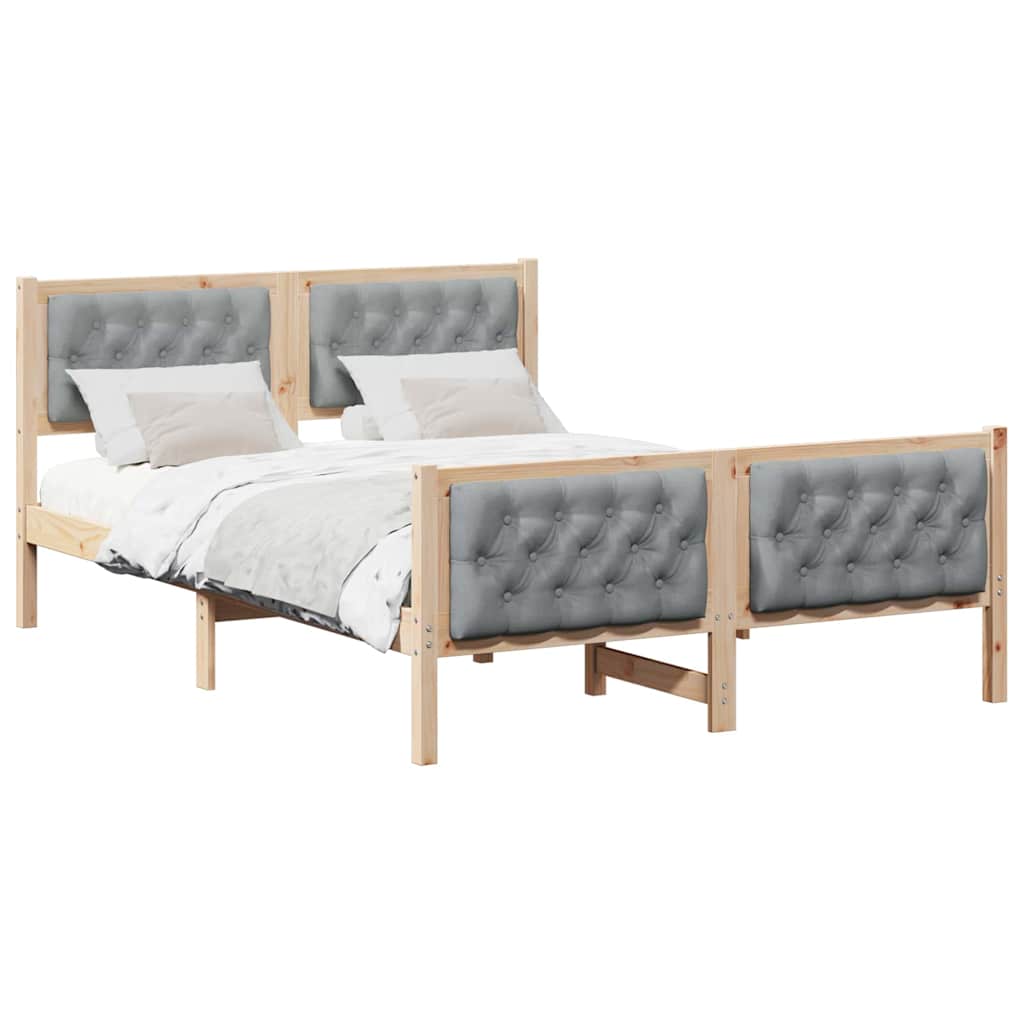 Bed Frame Light Grey 150 x 200 cm Solid Pine Wood