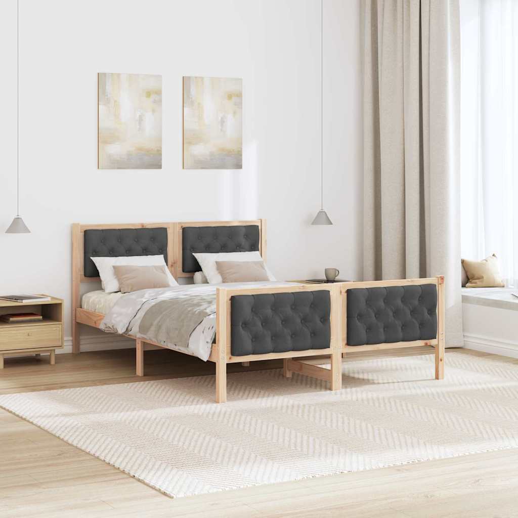 Bed Frame with Headboard Dark Grey 150 x 200 cm Solid Pine Wood