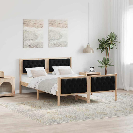 Bed Frame with Headboard Black 150 x 200 cm Solid Pine Wood