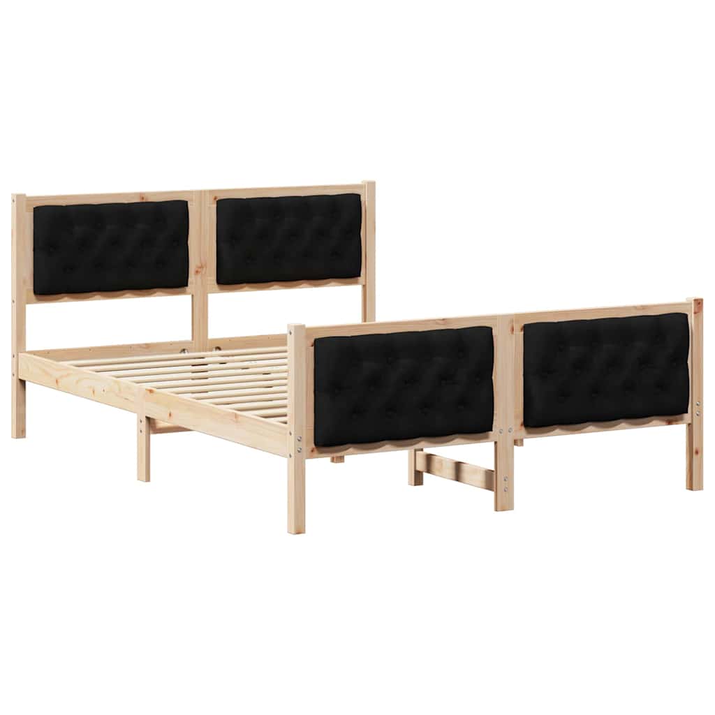 Bed Frame with Headboard Black 150 x 200 cm Solid Pine Wood