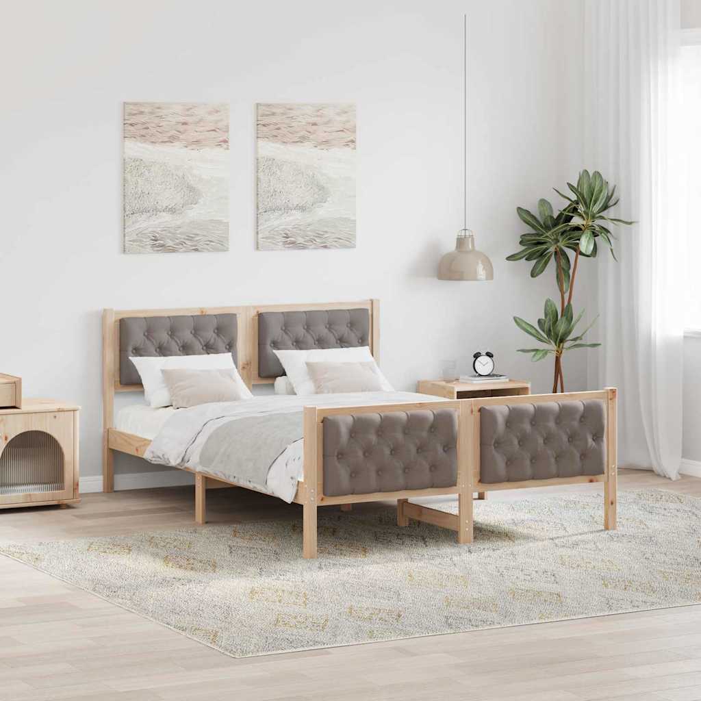 Bed Frame with Headboard Taupe 150 x 200 cm Solid Pine Wood