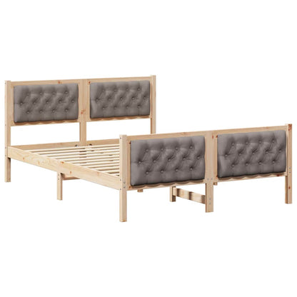 Bed Frame with Headboard Taupe 150 x 200 cm Solid Pine Wood