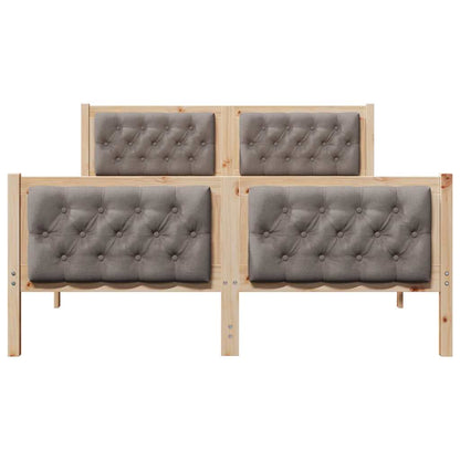 Bed Frame with Headboard Taupe 150 x 200 cm Solid Pine Wood