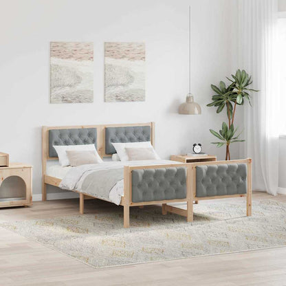 Bed Frame Light Grey 140 x 200 cm Solid Pine Wood