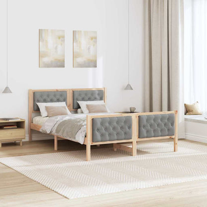 Bed Frame Light Grey 140 x 200 cm Solid Pine Wood