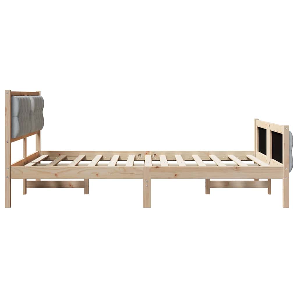 Bed Frame Light Grey 140 x 200 cm Solid Pine Wood
