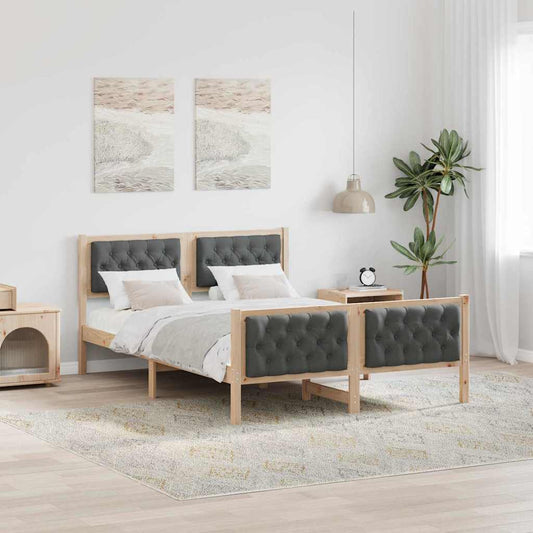 Bed Frame with Headboard Dark Grey 140 x 200 cm Solid Pine Wood