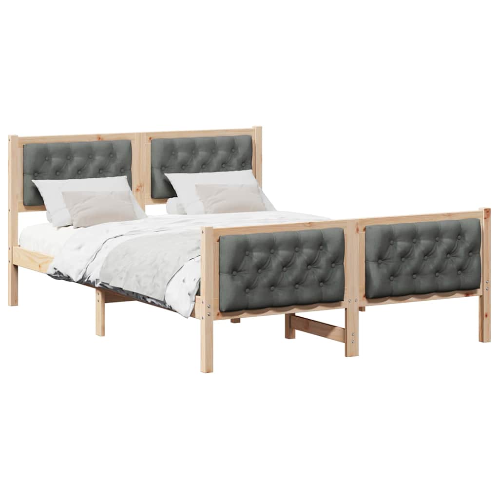 Bed Frame with Headboard Dark Grey 140 x 200 cm Solid Pine Wood