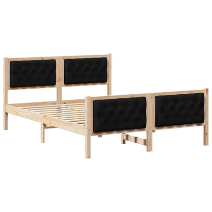 Bed Frame with Headboard Black 140 x 200 cm Solid Pine Wood