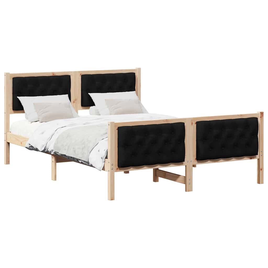 Bed Frame with Headboard Black 140 x 200 cm Solid Pine Wood