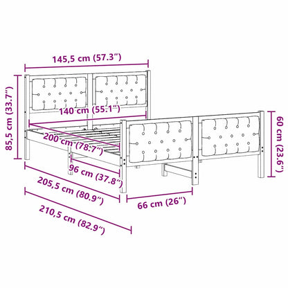 Bed Frame with Headboard Black 140 x 200 cm Solid Pine Wood
