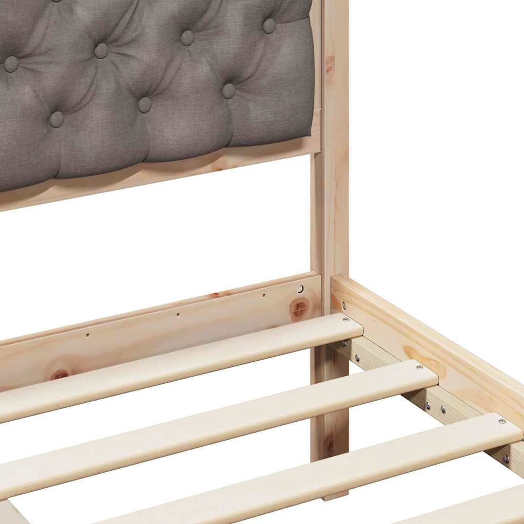 Bed Frame with Headboard Taupe 140 x 200 cm Solid Pine Wood