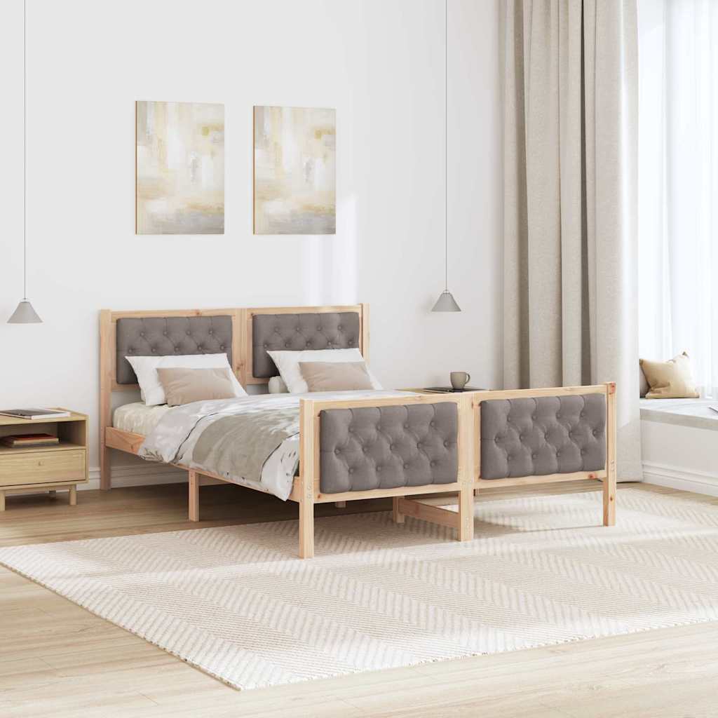 Bed Frame with Headboard Taupe 140 x 200 cm Solid Pine Wood