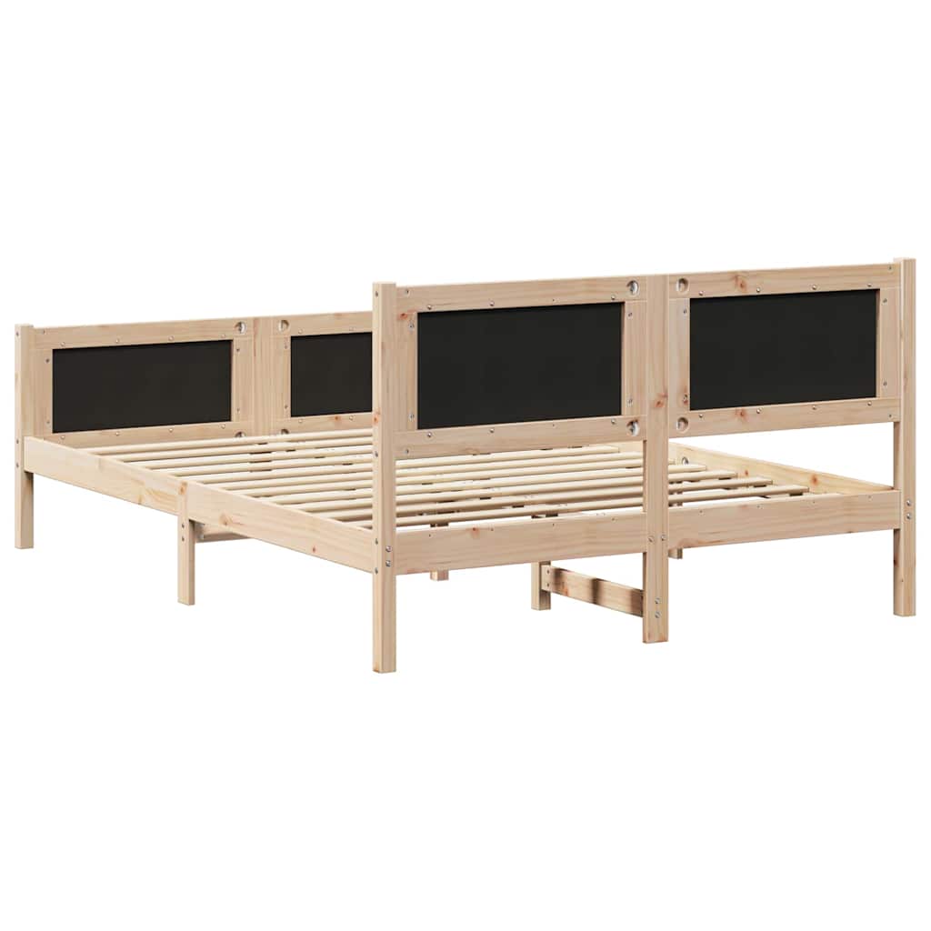 Bed Frame with Headboard Taupe 140 x 200 cm Solid Pine Wood