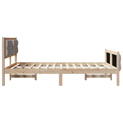 Bed Frame with Headboard Taupe 140 x 200 cm Solid Pine Wood