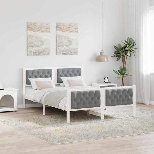 Bed Frame Light Grey 140 x 200 cm Solid Pine Wood